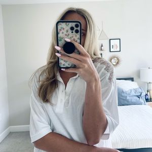 The Kooples White Lace Polo